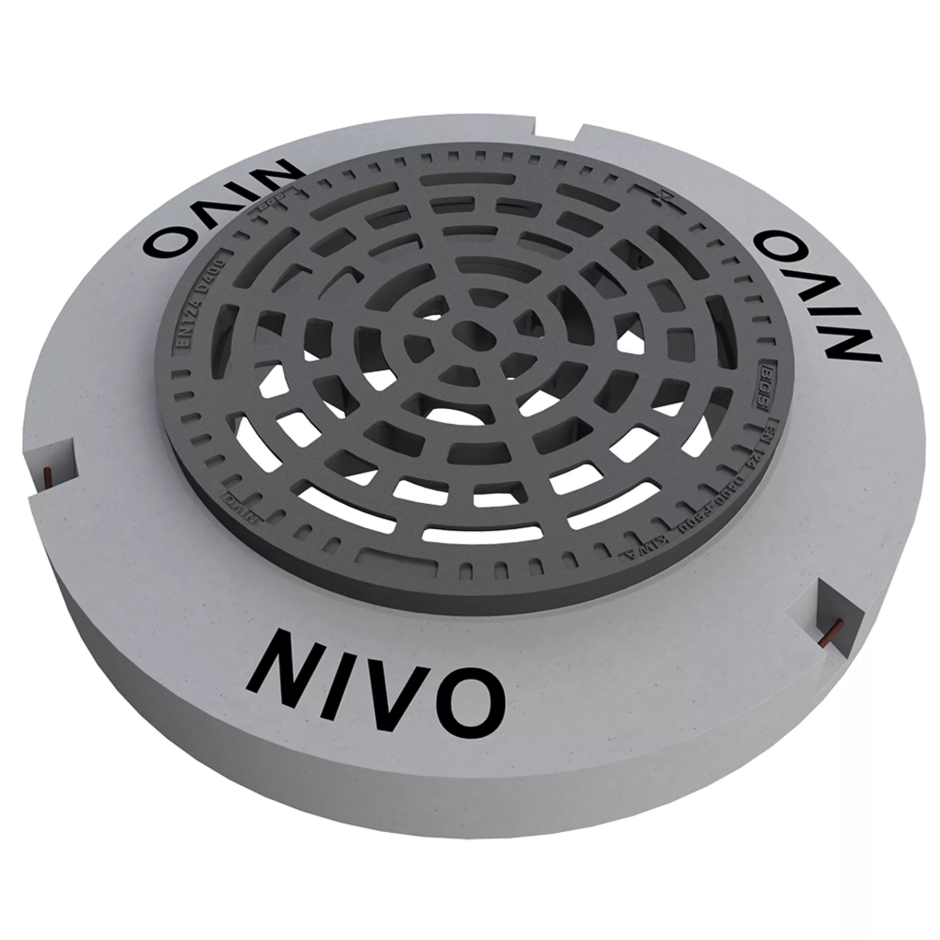 NIVO höhenverstellbare Gussdeckel und Strassenroste mit Beto nrahmen