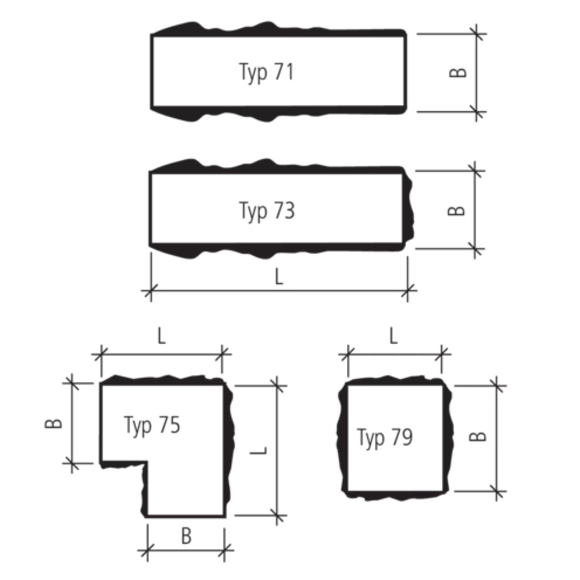 Couvertines de mur PROFILO 2 côtés et 4 cotés structurés