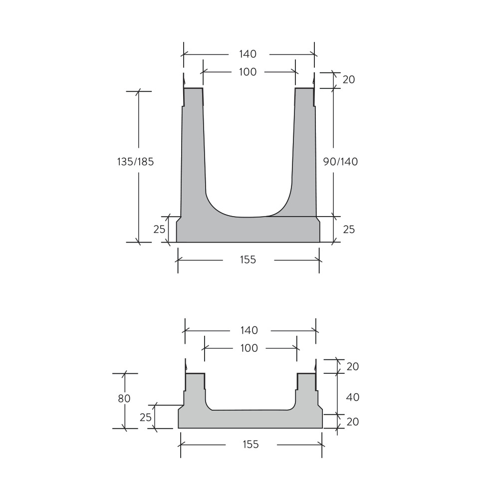 Cunette BIRCOslim® DN 100