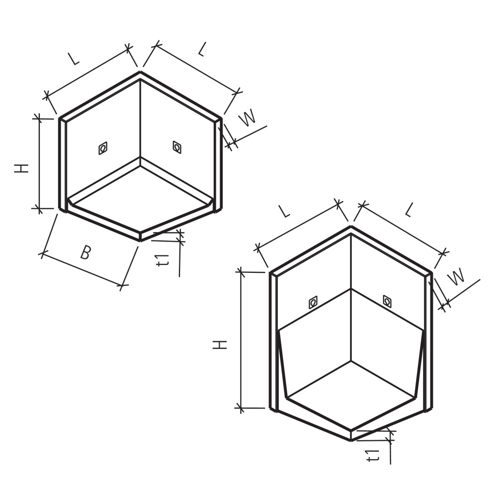 ROZTEC® MIDI Winkelplatten Eckelemente gestrahlt