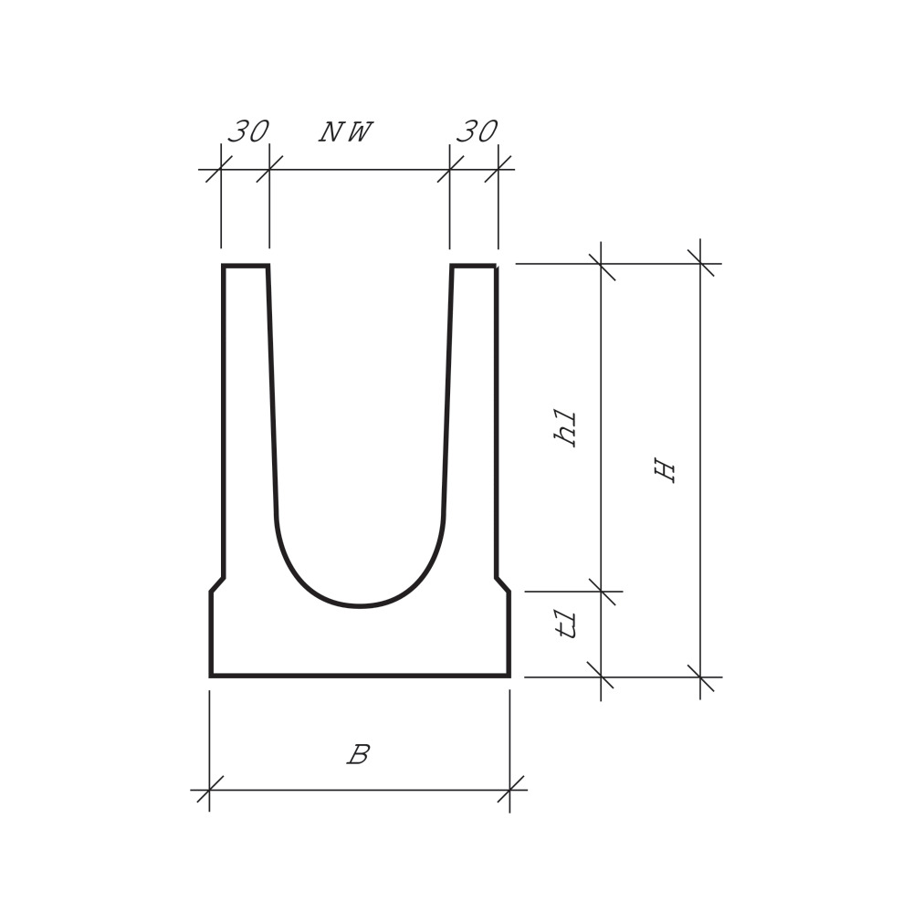 Caniveau, cornières à fente et insert de nettoyage BIRCO 4 mm DN 150