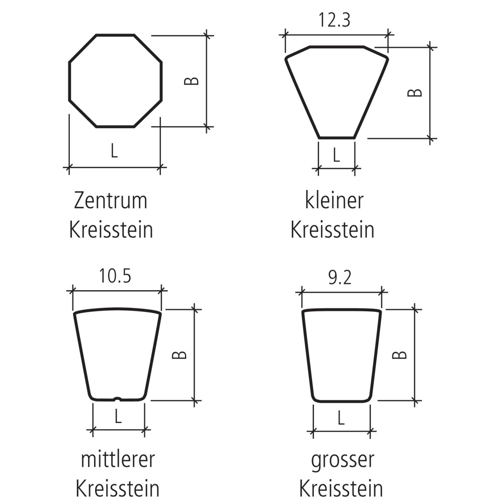 TEGULA® Kreissteine Kanten gebrochen TEGULA® Kreissteine Kanten gebrochen