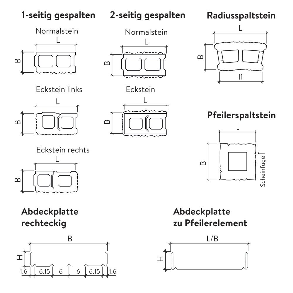 Spalt- und Doppelspaltsteine Spalt- und Doppelspaltsteine