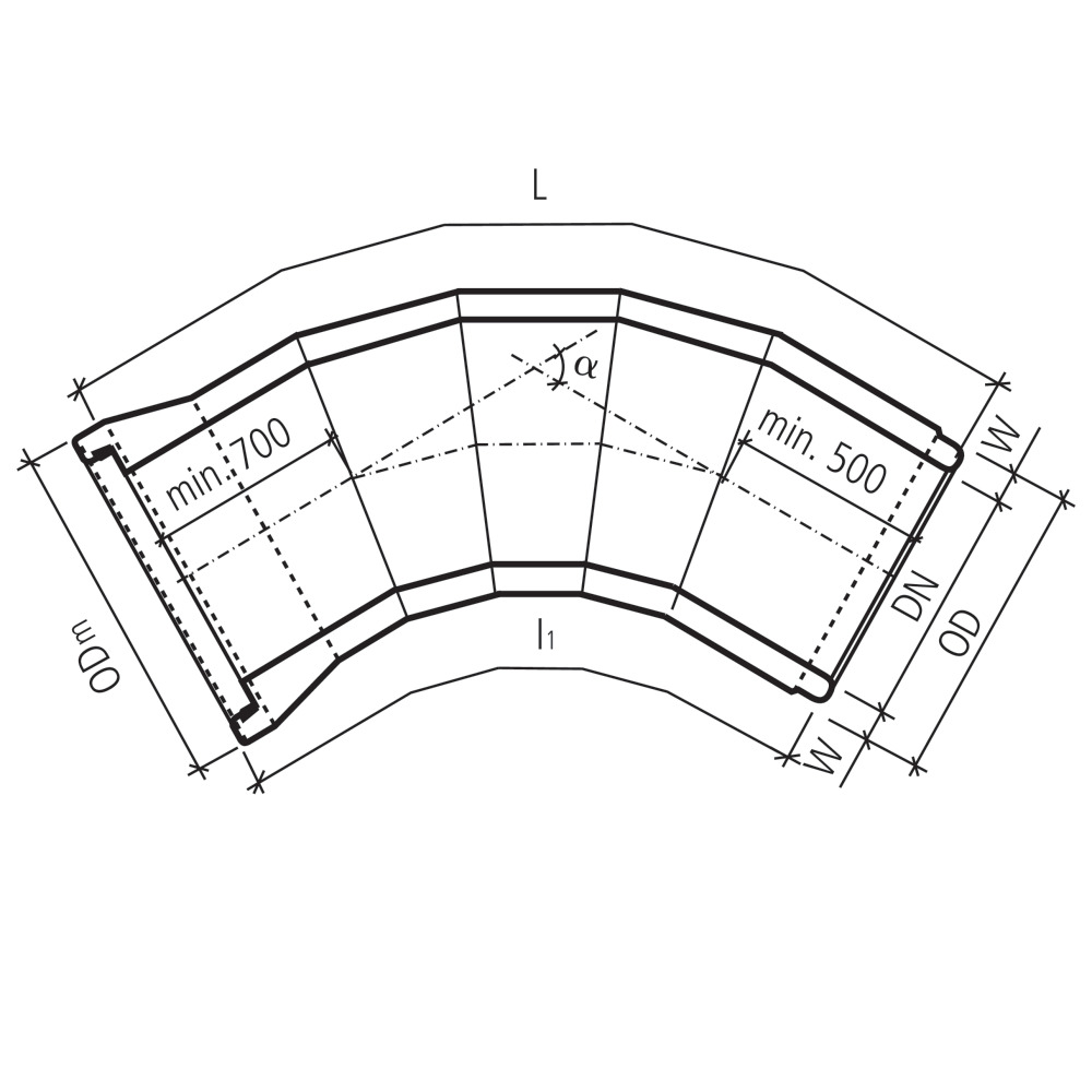 CENTUB®-Röser Segmentkrümmer 5 Segmente bewehrt CENTUB®-Röser Segmentkrümmer 5 Segmente bewehrt