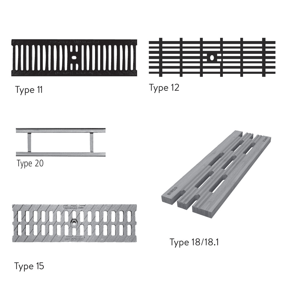 Grille cunette BIRCOlight® NW 100 AS