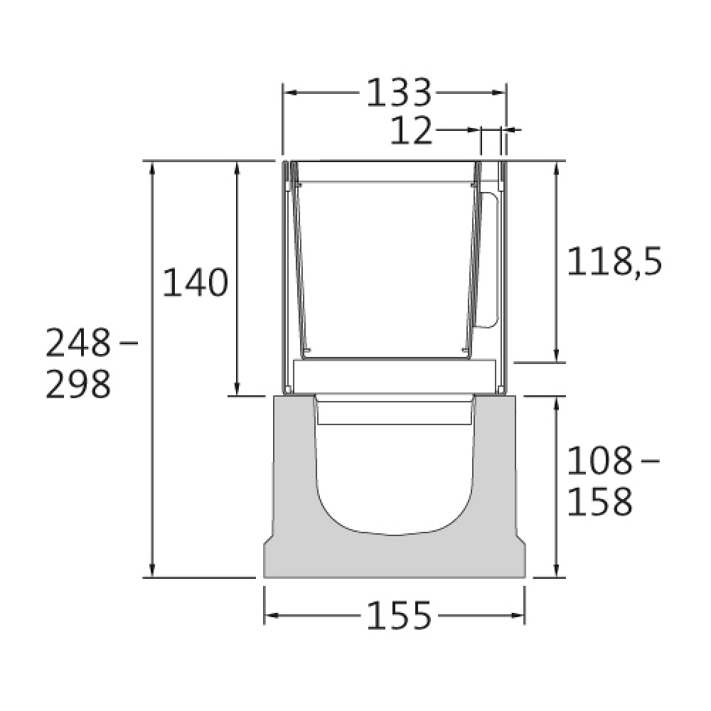 Cunettes, cornières à fente et insert de nettoyage BIRCOslim® 1.5 mm DN 100