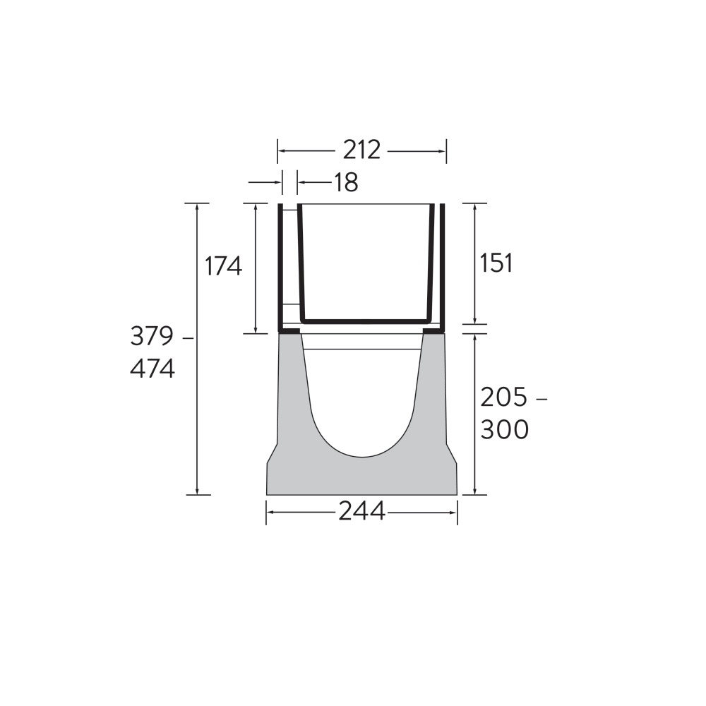 Caniveau, cornières à fente et insert de nettoyage BIRCO 4 mm DN 150