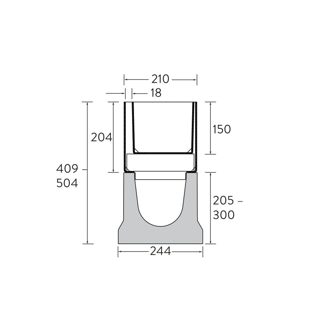 Caniveau, cornières à fente et insert de nettoyage BIRCO 4 mm DN 150