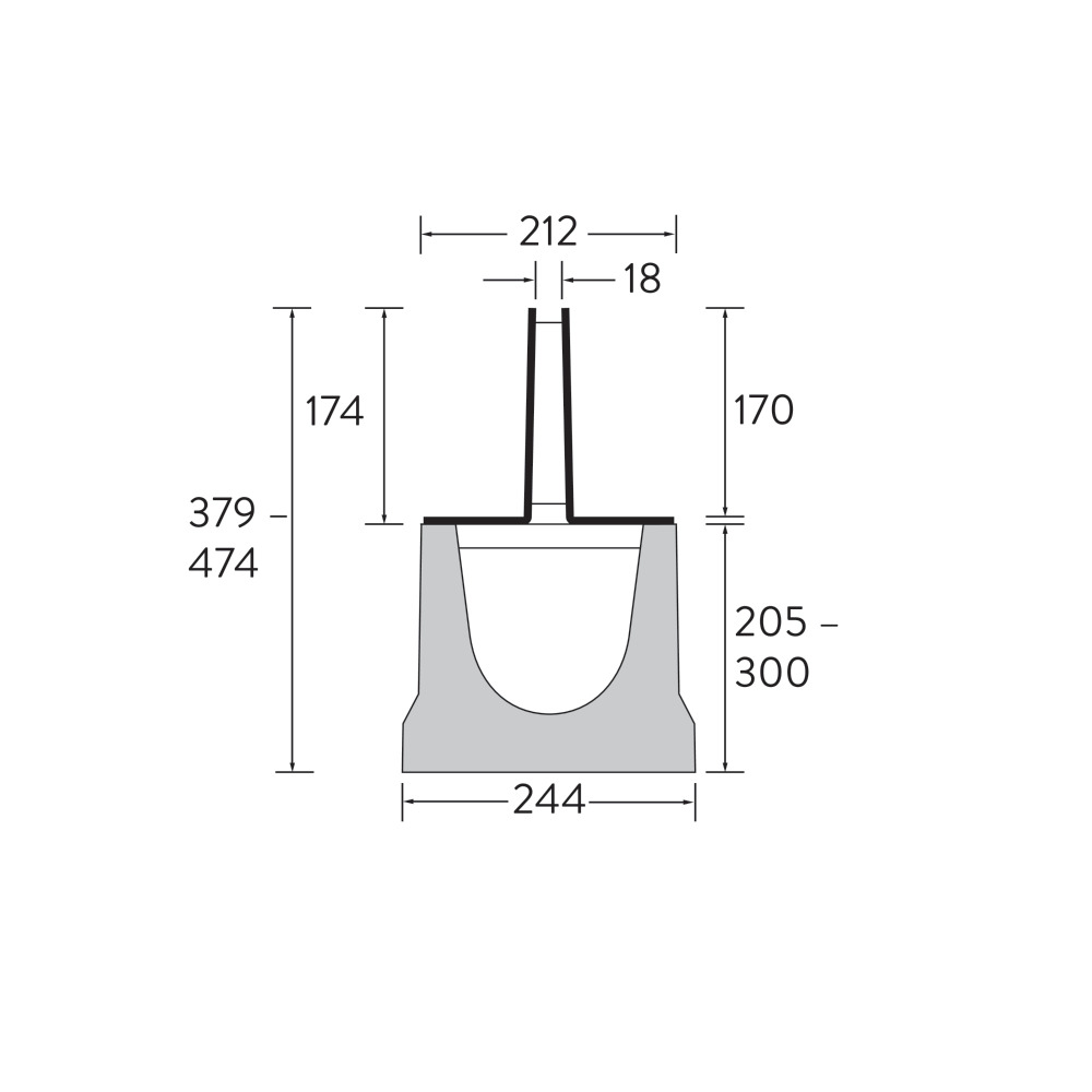 Caniveau, cornières à fente et insert de nettoyage BIRCO 4 mm DN 150