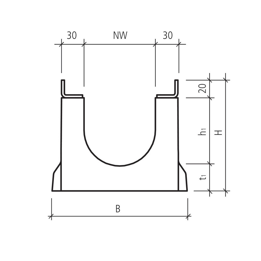 Cunette BIRCOlight® DN 100 AS